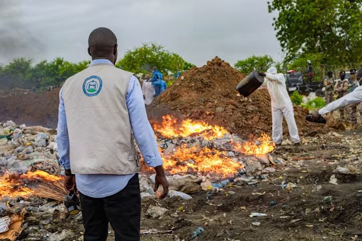 N’Djamena : incinération d’un stock de produits illicites évalué à 5 milliards FCFA